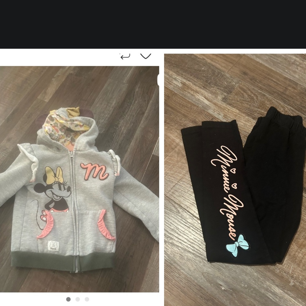Disney Minnie Mouse Zip Hoodie with bow ears 5 rack plus 6x leggings